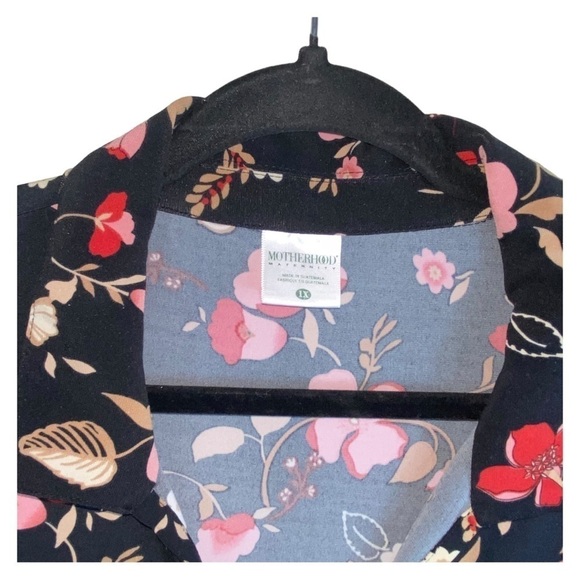 Motherhood Maternity Floral Midi Dress Size 1X Collared V Neck Back Tie - Picture 3 of 7